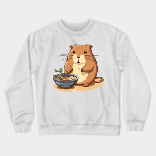 Cute Capybara eating ramens Crewneck Sweatshirt